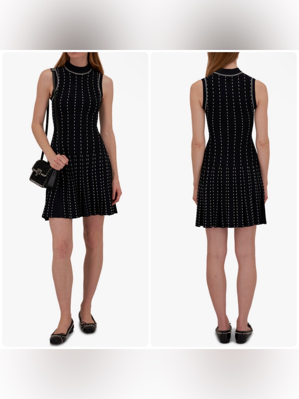 New! Simkhai Cosette Midnight Navy Contrast Stitch Mini Sweater Dress 💙 Large